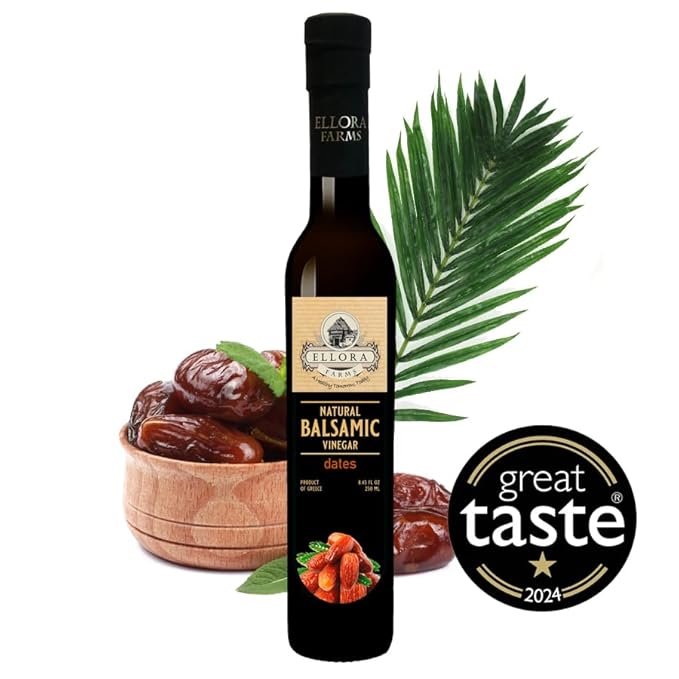 Ellora Farms, Date Balsamic Vinegar, Thick and creamy, Barrel aged, No-added sugar, Award Winning