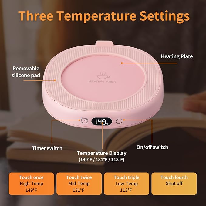 Coffee Mug Warmer & Not A Day Mug Set, Electric Cup Warmer for Desk Office Home, Beverage Warmer