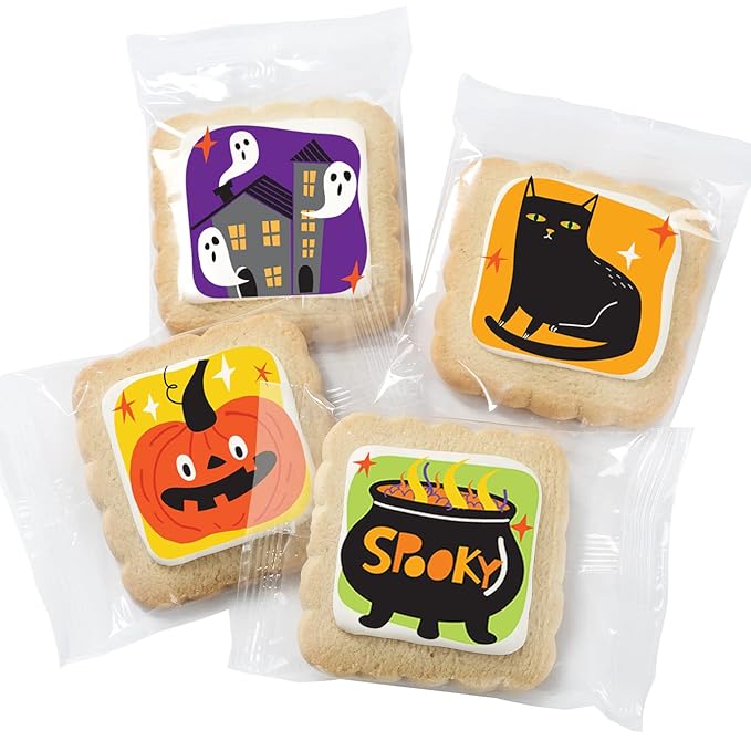Halloween Cookies 12 Pack Decorated | INDIVIDUALLY WRAPPED Sugar Cookies | Gift Basket Pumpkin