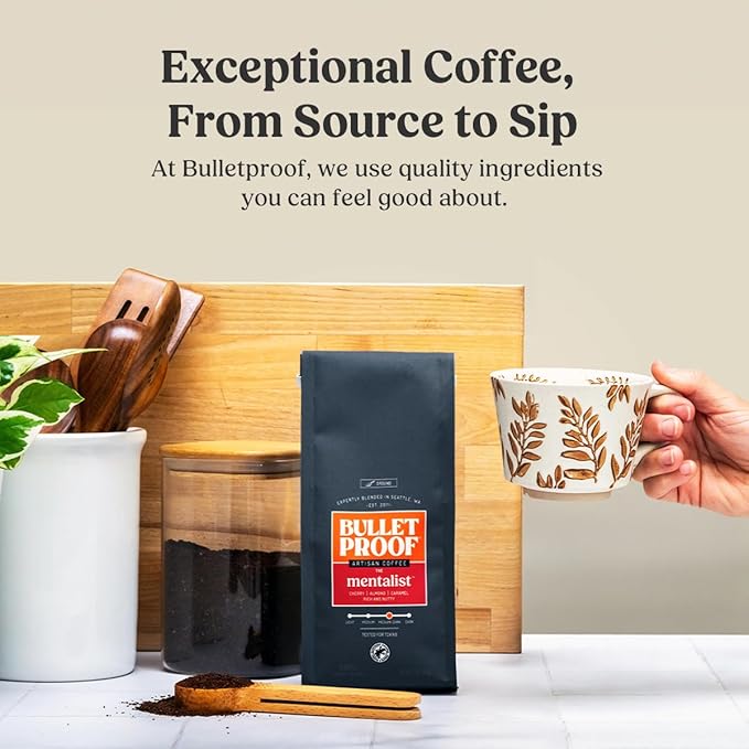 Bulletproof The Mentalist Medium-Dark Roast Ground Coffee, 12 Ounces, Clean Coffee Tested for