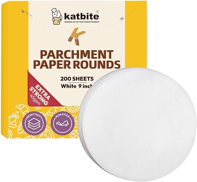 Katbite 9 Inch Parchment Paper Rounds, 200Pcs Cake Parchment Circles, Heavy Duty & Non-stick for