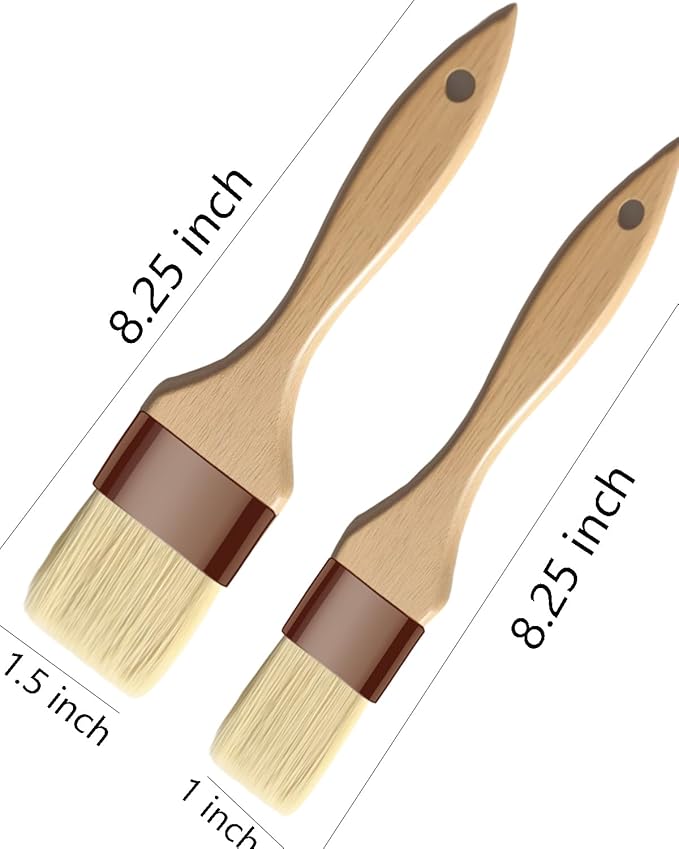 Basting Brush-Pastry Brush,Oil Brush for Cooking,Boar Bristles BBQ Brushes for Grill,Beech Wooden