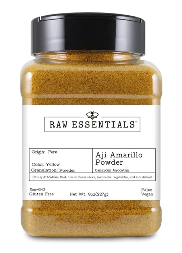 Raw Essentials Aji Amarillo Powder ??Medium Heat and Fruity Flavor ??Perfect for Stews, Marinades