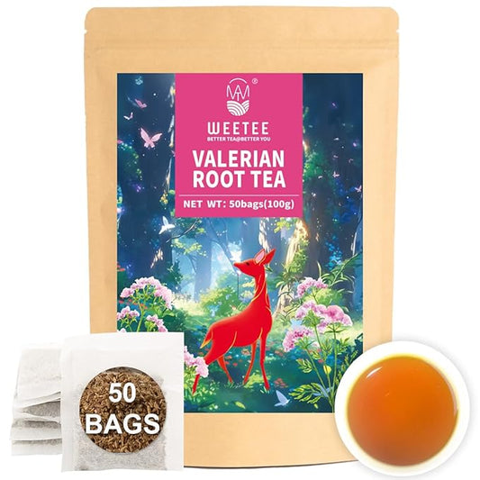 WT WEETEE Valerian Root Tea Bags, Made with Pure Valerian Root (Valeriana), 50 Count Earthy/Woody