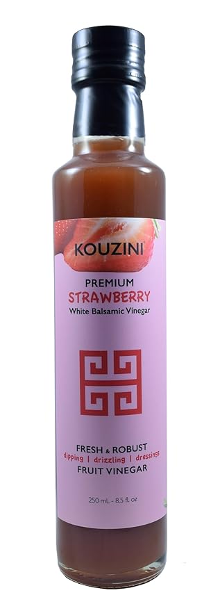 Kouzini Ultra Premium Strawberry Fruit White Balsamic Vinegar, Aged Balsamic Vinegars from Modena