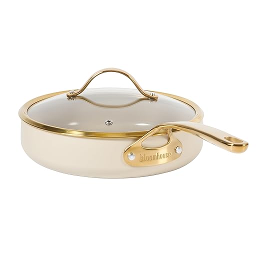 bloomhouse 10 Inch Heavy Duty Aluminum Premium PFA Free Ceramic Nonstick Saute/Deep Frying Pan