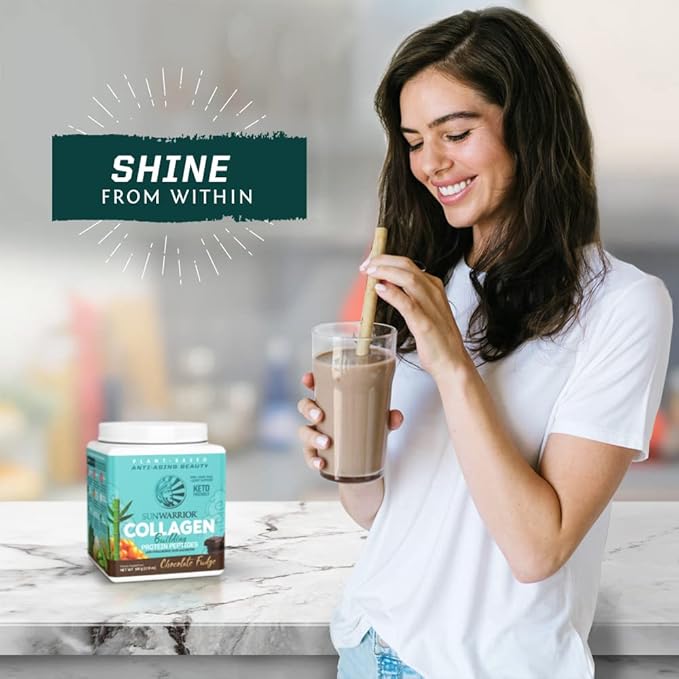 Sunwarrior Vegan Collagen Building Powder Protein Peptide with Biotin Vitamin C Hyaluronic Acid for