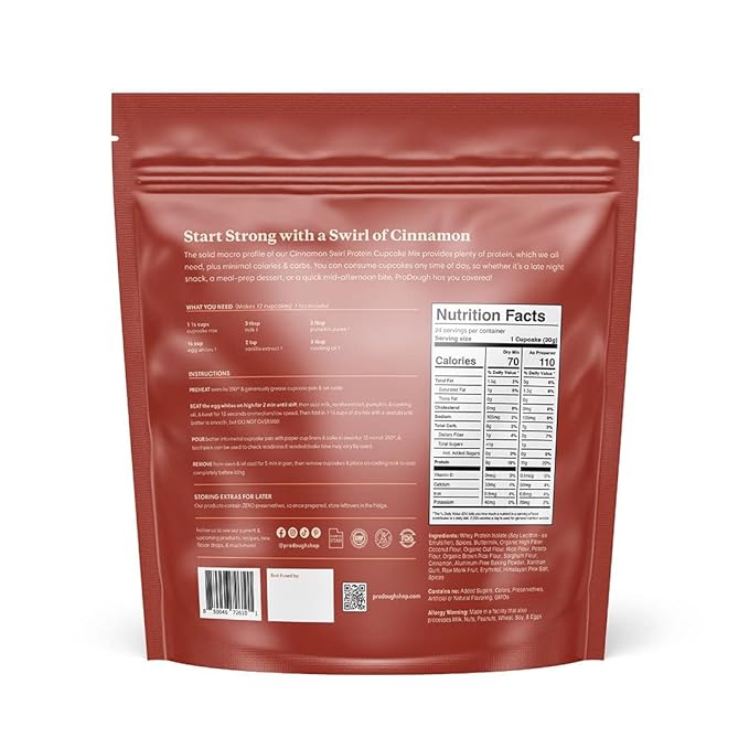 ProDough High Protein- Gluten Free Cupcake Mix, Low Carb, 13g of Protein per Cupcake, No Added