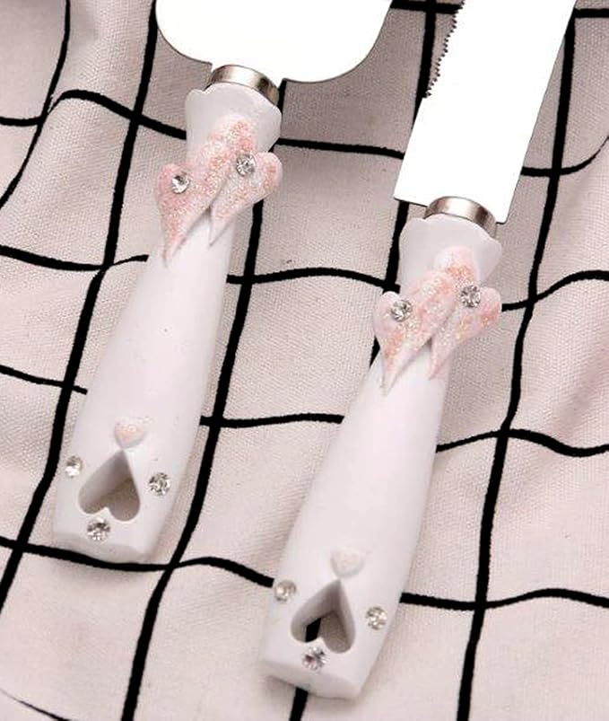 GIFTS INFINITY Personalized Wedding Cake Knife and Server Double Heart Set Free Engraving, Bridal &