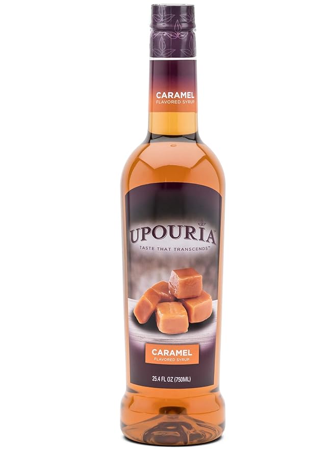 Upouria Caramel Coffee Syrup Flavoring, 100% Vegan, Gluten-Free, Kosher, 750ml bottle (Pack of 2)