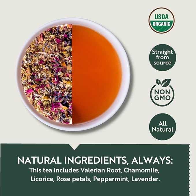 LUXMI Estates Valerian Dream Organic Valerian Root Tea (90 Tea Bags) Caffeine Free Tea Bags for