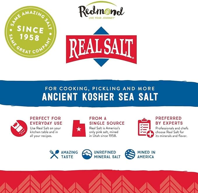 REDMOND Real Kosher Salt, 16 Ounce Pouch (3 Pack)