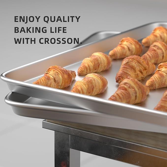 CROSSON 16× 24 Inch Cookie Sheet Pans Set of 12-Baking Tray Jelly Roll Pan Set Commercial Grade