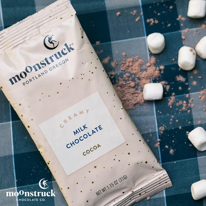 Moonstruck Chocolate Single Serve Creamy Milk Chocolate Hot Chocolate Packets, 8 Count (Pack of 1)