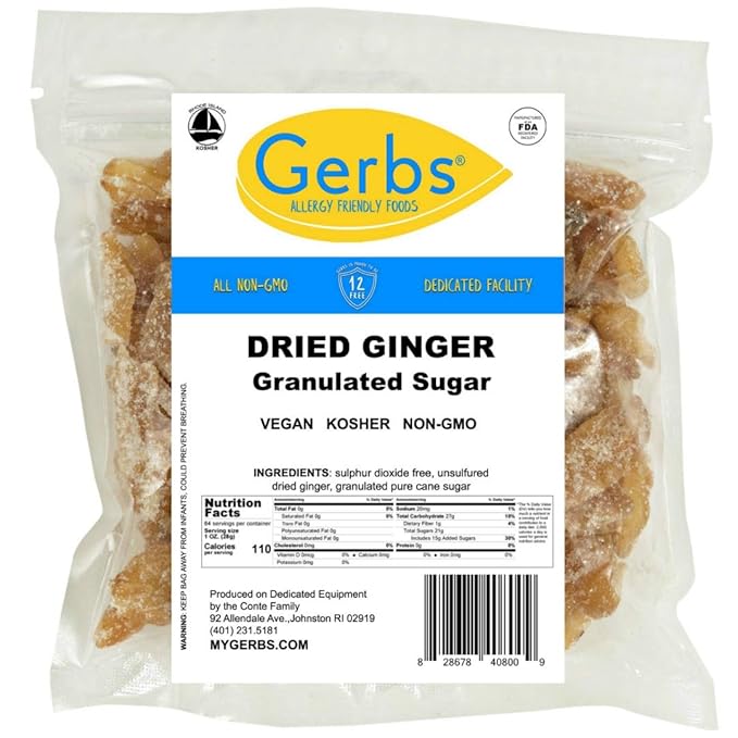 Gerbs Crystalized Dried Ginger 4 lbs. | Unsulfured, No Additives, Resealable Bulk Bag | Bold &