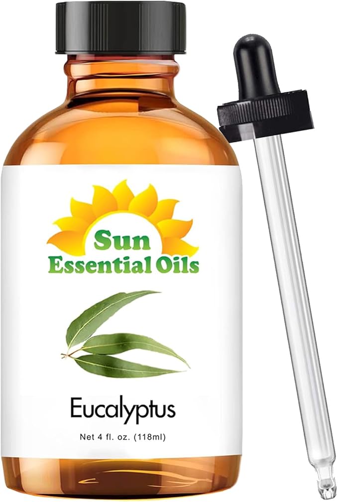 Sun Essentials Oils - 4 oz Eucalyptus Essential Oil with Dropper for Diffuser, Skin, Aromatherapy