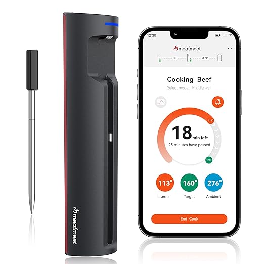 Pro Smart WiFi Wireless Meat Thermometer, Unlimited Range, Improved Stability, Ultra-Thin Probe