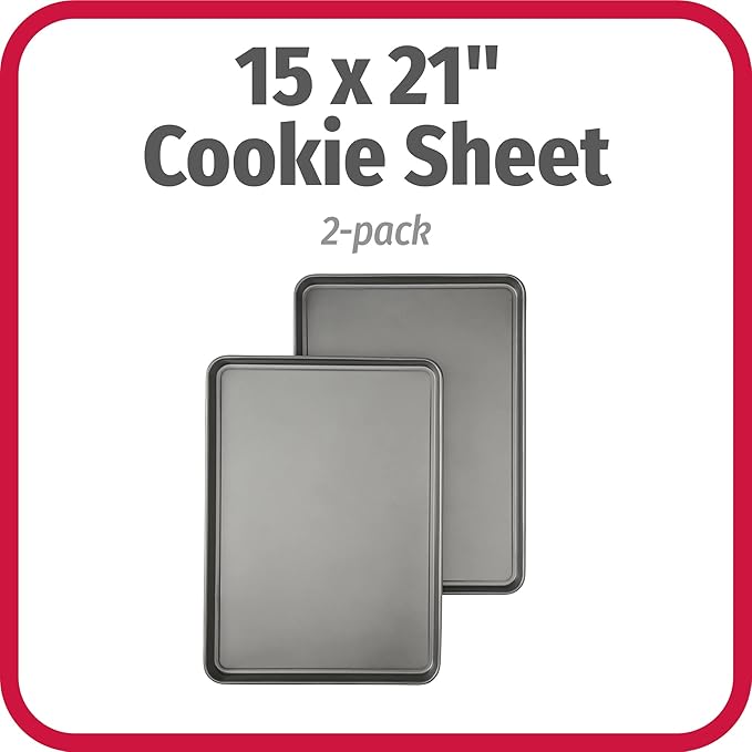 GoodCook Everday Nonstick Carbon Steel 15” x 21” Baking Sheet Set, 2 Pack – Extra-Large Carbon