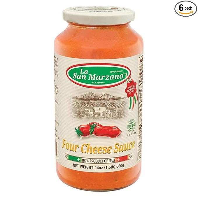 La San Marzano Four Cheese Sauce, 24 oz, Pasta Sauce Made in Italy, All Purpose Tomato Premium