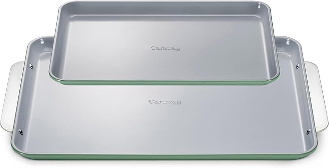 Caraway Non-Stick Ceramic Baking Sheet Duo - Naturally Slick Ceramic Coating - Non-Toxic, PTFE &