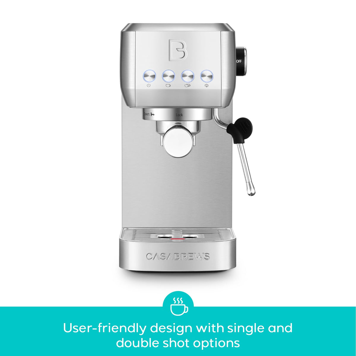 CASABREWS 3700 Essential Stainless Steel Espresso Machine with Steam Wand