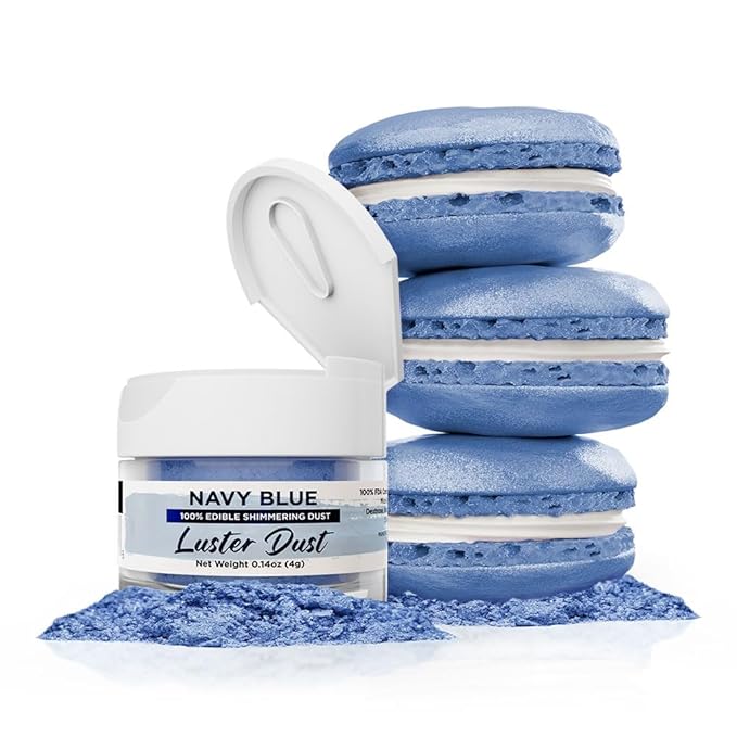 Luster Dust - Navy Blue (4g 1x Jar) | Edible Vegan Dust & Paint for Cake Decorating, Ice Cream