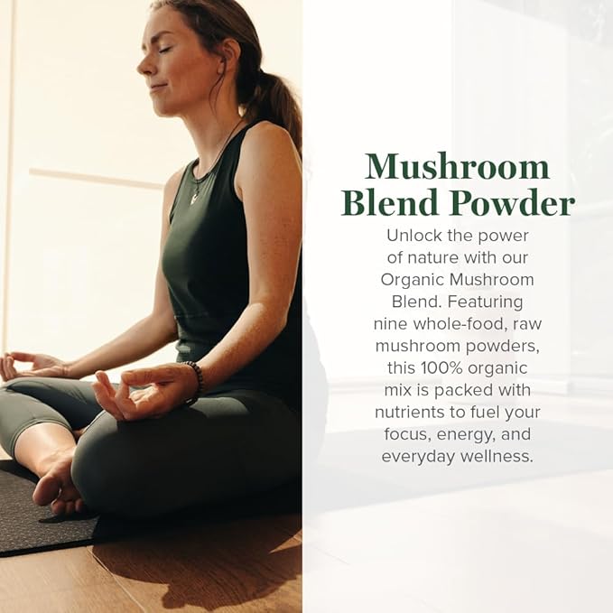 Global Healing Organic Mushroom Powder Supplement Blend 9.5 Ounces - Cordyceps, Chaga, Reishi
