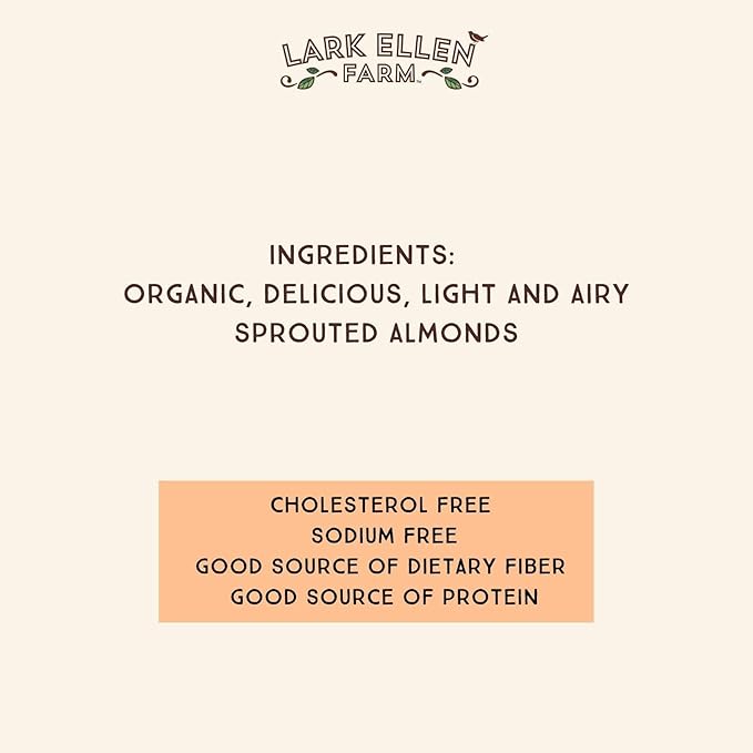 Lark Ellen Farm Raw Almonds, Sprouted Unsalted, Steam Pasteurized, Certified USDA Organic