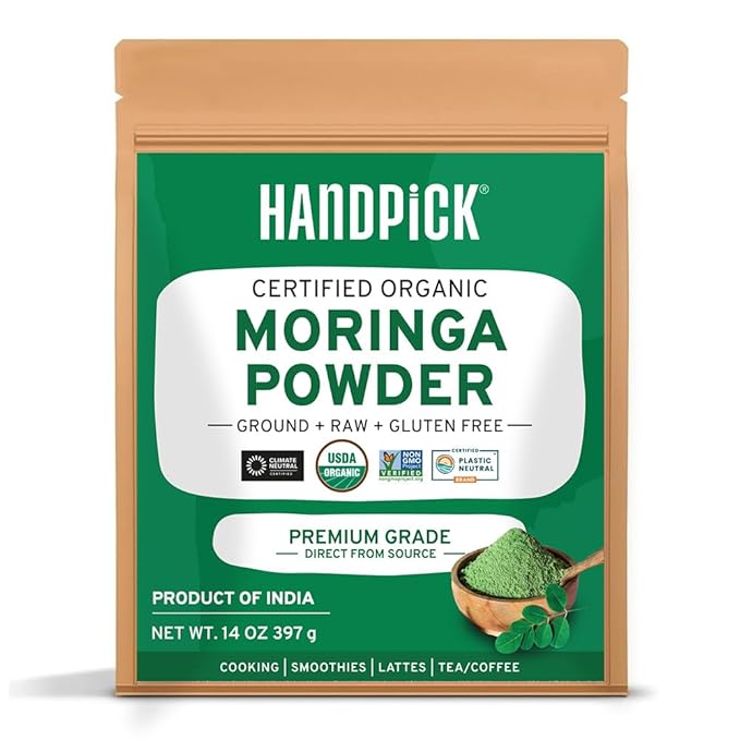 HANDPICK USDA Organic Moringa Powder (397g/14oz) Pure Moringa Oleifera Leaf Powder | Authentic