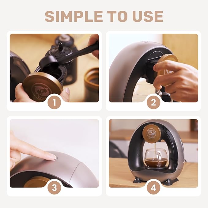 Single Serve Coffee Maker,Fast Brew in 2 minutes,Stylish＆Compact Design,MINI Q 2 IN 1 Coffee