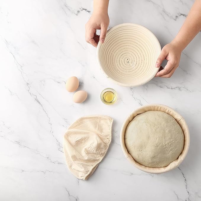 Saint Germain Bakery Premium Round Bread Banneton Basket with Liner - Perfect Brotform Proofing
