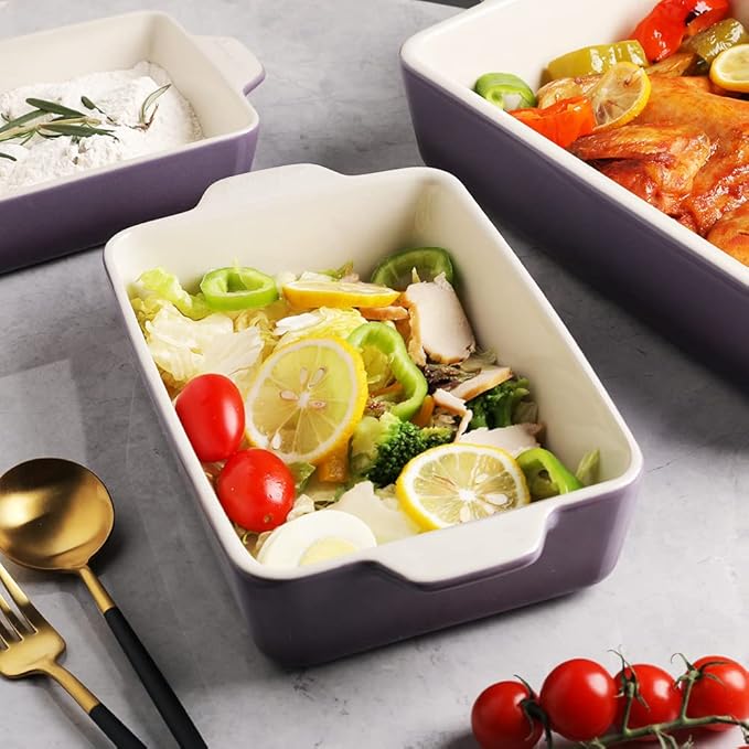 Sweejar Ceramic Bakeware Set, Rectangular Baking Dish for Oven Lasagna Pans for Cooking, Kitchen