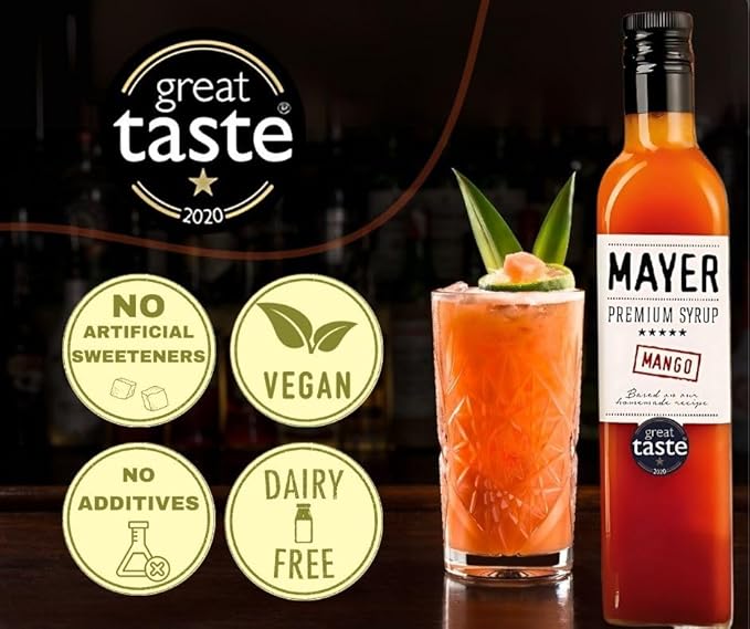 Mayer Premium Artisanal Mango Cocktail Syrup - Handcrafted in Hungary, All Natural, Over 50% Real