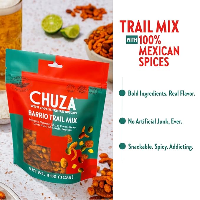 CHUZA Barrio Trail Mix ??Spicy Crunchy Snack with 100% Mexican Spices ??Peanuts, Corn Nuts