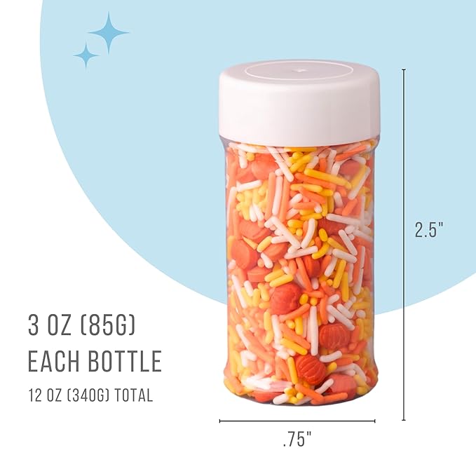 Sweets Indeed Sprinkles, Fall Sprinkles, Leaf Shapes, 4 pack, 11.57 ounces, Edible Sprinkle Mix