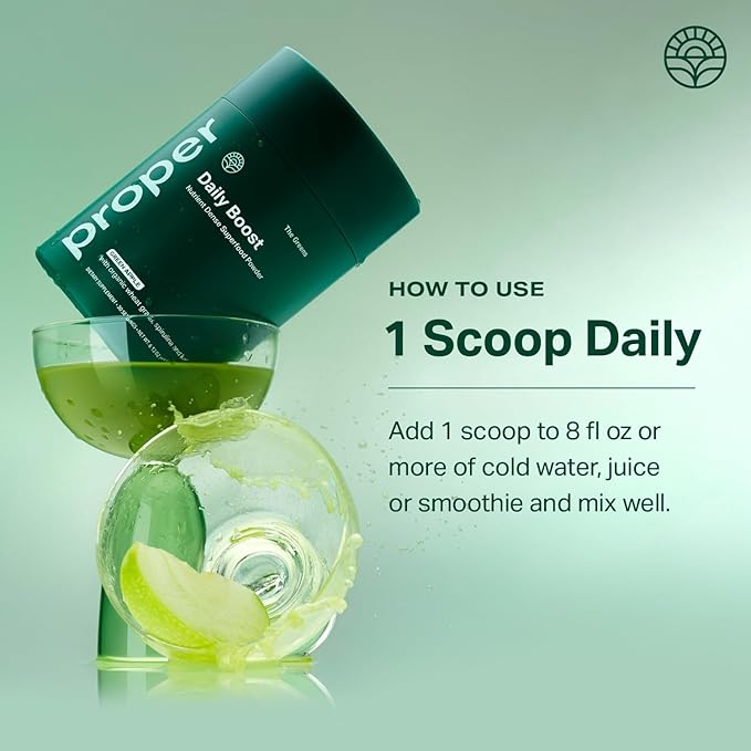Proper, The Greens Daily Boost Organic Greens Powder. Whole Food, Apple Flavor Veggie Powder