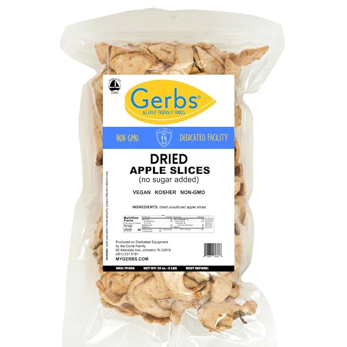 Gerbs Dried New England Apple Slices – 2 LBS. - No Sugar Added, Unsulfured & Preservative Free