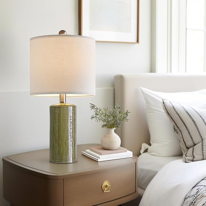 20.25" Small Table Lamps Set of 2 Modern Ceramic Lamps for Living Room Farmhouse Bedside Lamps Boho