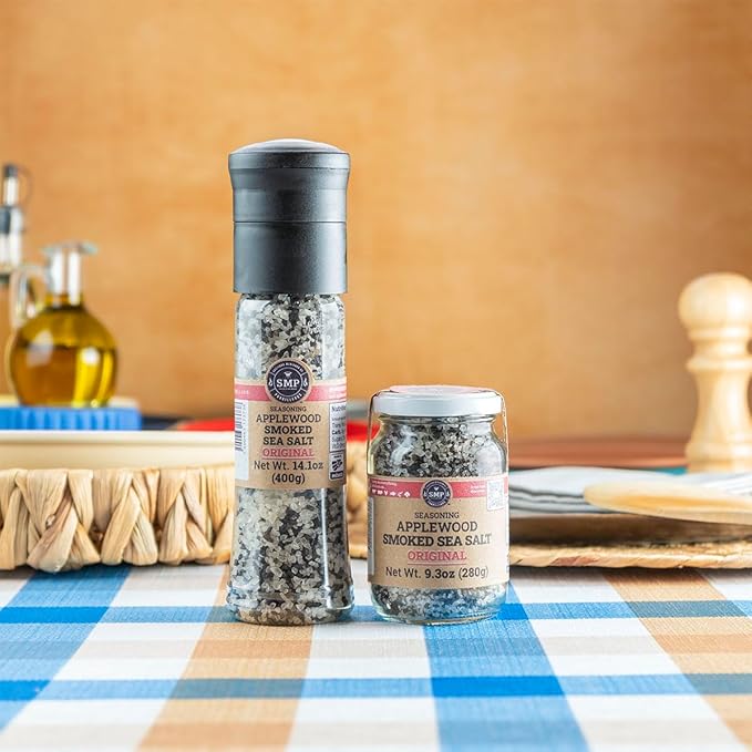 SMP Applewood Smoked Sea Salt 100% Natural Gourmet Finishing Salt, Cold Smoked for 10 Days, Rich &