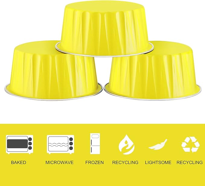EUSOAR Aluminum Ramekins with Lids, 50pcs 5oz Aluminum Foil Baking Cups, Disposable Foil Ramekins