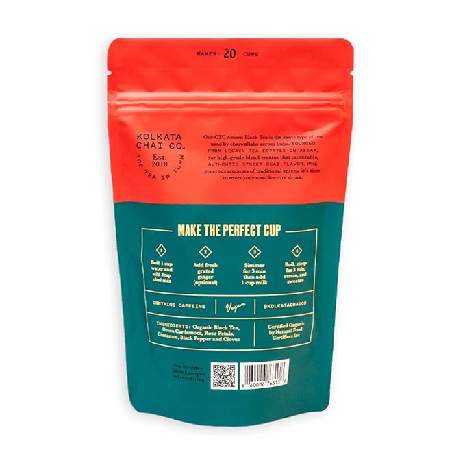 Kolkata Chai Signature Masala Chai & Rose Chai Combo Pack, Makes 40 cups, Premium loose leaf tea