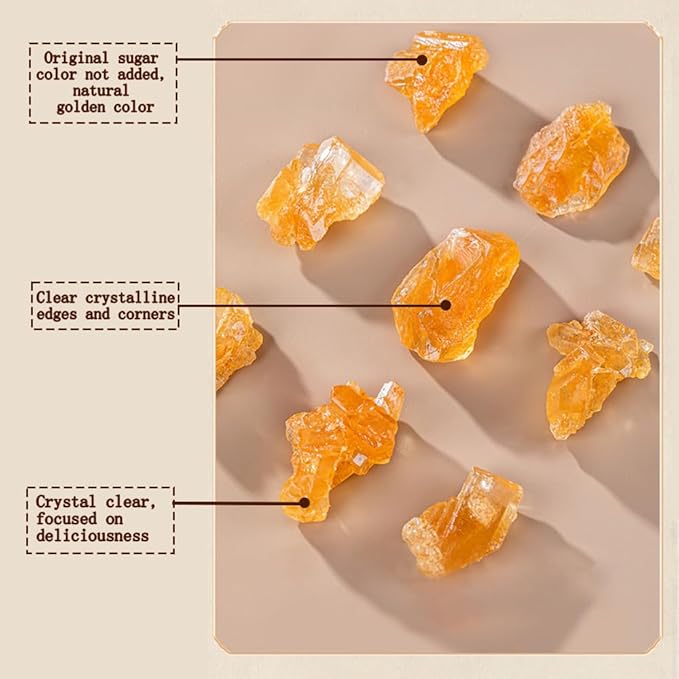 Yellow Rock Sugar Natural Organic 17.64 Oz Traditional Sugar- Essential For Baking/Drinking/Cooking
