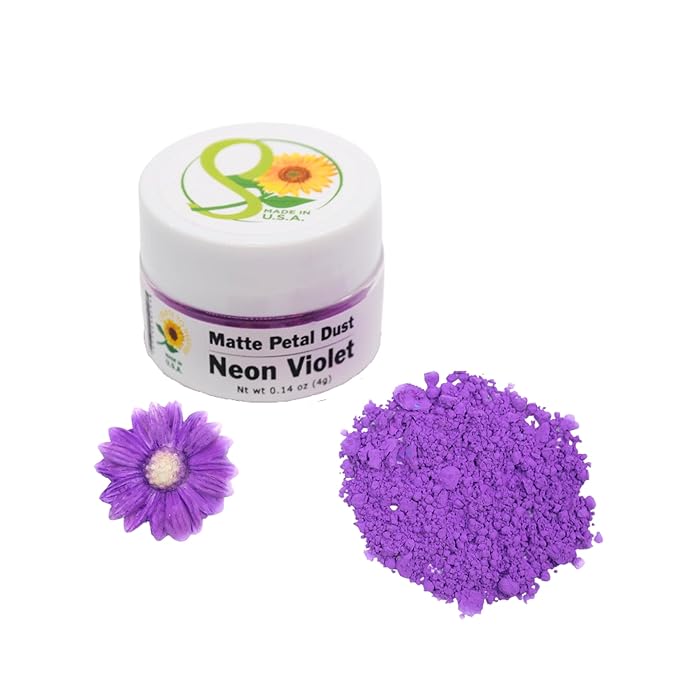 Sunflower Sugar Art Neon Violet Glow In The Dark Petal Dust Food Color - Deep, Rich Violet Matte
