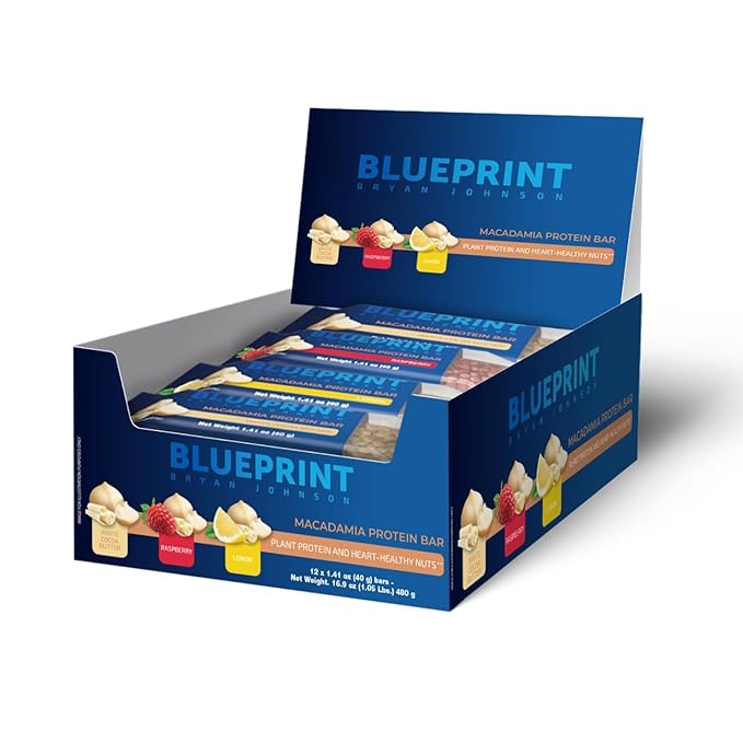 Blueprint by Bryan Johnson Macadamia Nut Protein Bars ??Variety Pack Protein Bars - Lemon, White
