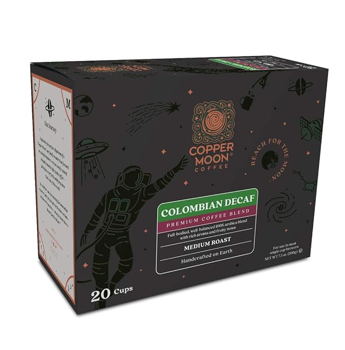 Copper Moon Single Serve Decaffeinated Coffee Pods for Keurig K Cup Brewers, Colombian Decaf Blend