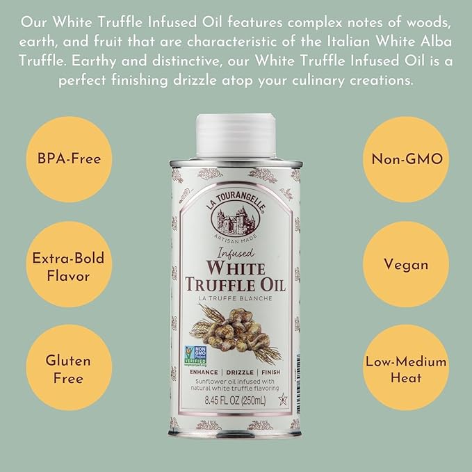 La Tourangelle, White Truffle Oil, Complex Gourmet Earthy Flavor for Drizzling over Pasta, Popcorn