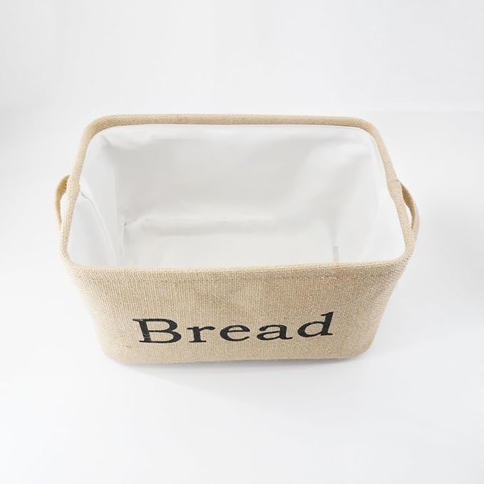 YAHUAN Burlap Bread Basket with Handles Bread Bin for Keeping Bread, Jute Bread Box for Kitchen