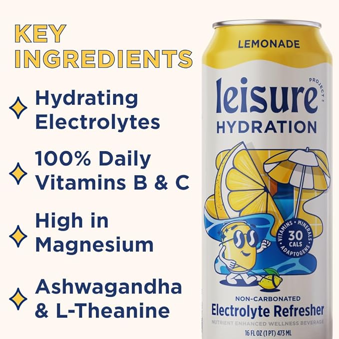 Leisure Hydration Non-Carbonated Electrolyte Refresher, Lemonade Flavor - Low Sugar Nutrient