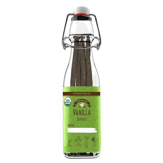 Homemade Vanilla Extract Kit | DIY | 1 Ounce of Premium Organic Madagascar Grade A Vanilla Beans