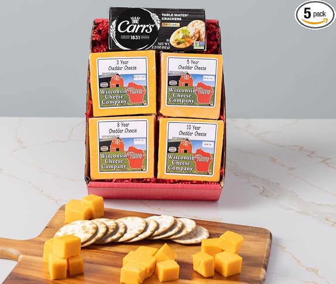 Wisconsin Cheese Company - 100% Wisconsin Aged Cheddar Cheese & Cracker Gift Box - Aged Cheddar (3